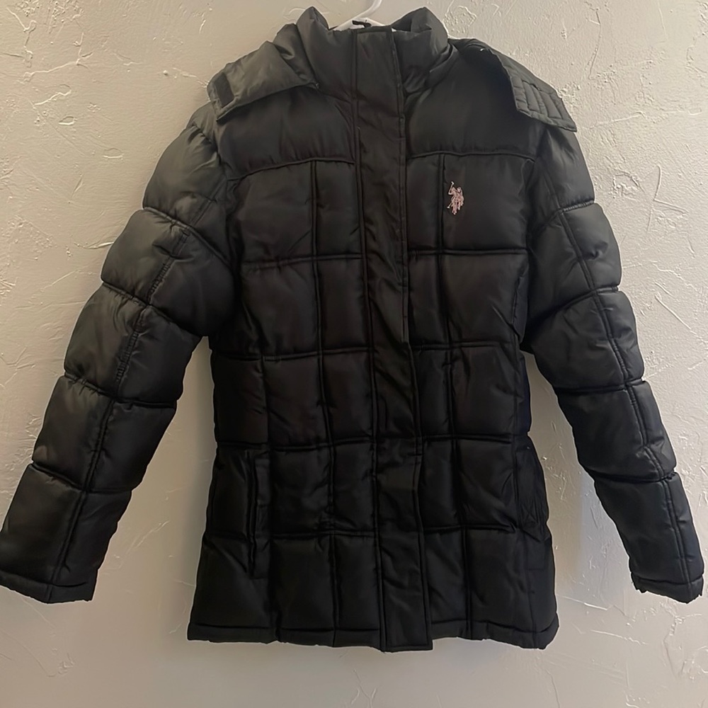 U.S. POLO ASSN. Black and Pink Girls Puffer Jacket
